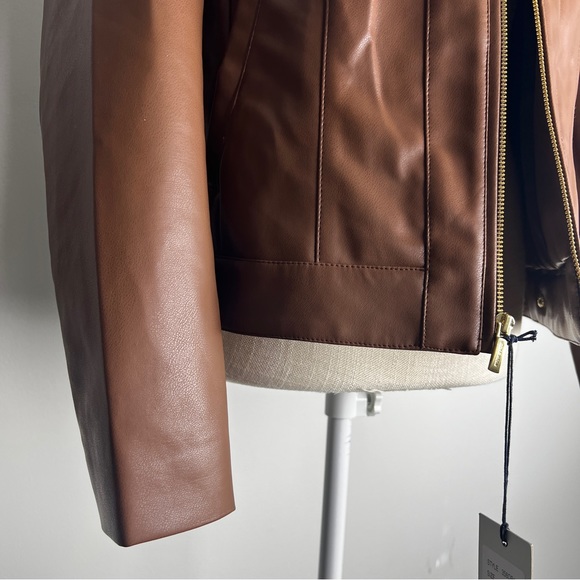 NWT Cole Haan Signature Fitted Racer Moto Jacket, Large, Hazel - Picture 13 of 16